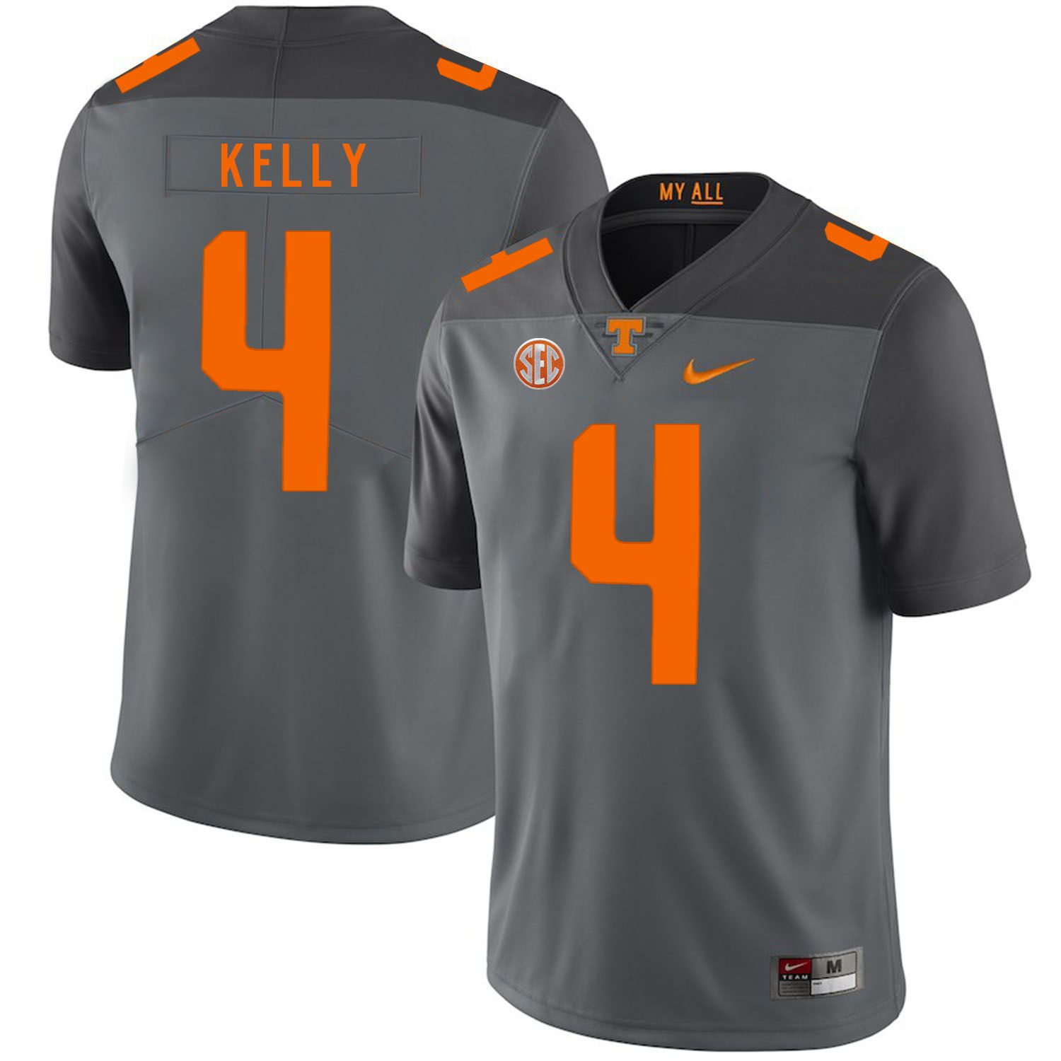 Men Tennessee Volunteers #4 Kelly Grey Customized NCAA Jerseys